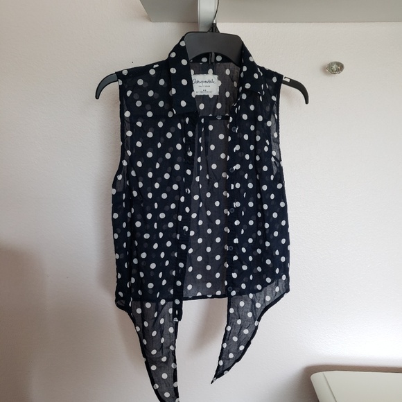 Aeropostale Navy Blue Polka Dot Tie Tank Top - Picture 4 of 4
